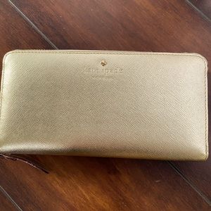 Kate Spade zip around large wallet gold